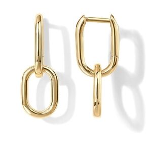 14K Gold Plated Huggie Chain Link Drop Dangle Hoop Earrings